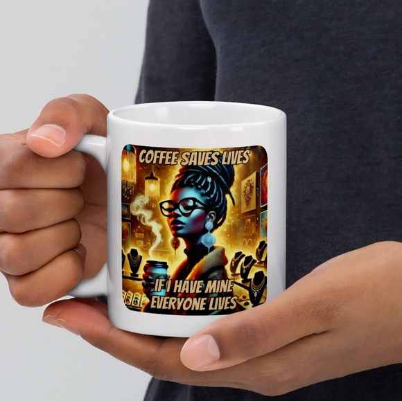 Black or White Coffee Saves Lives Design 11oz - Picture 9 of 12